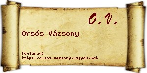 Orsós Vázsony névjegykártya